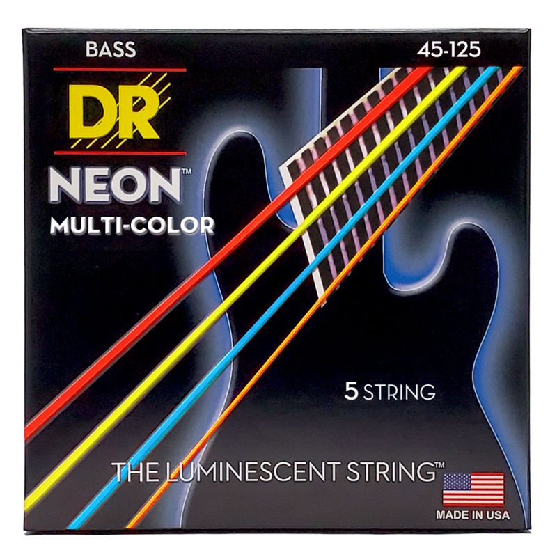 Набор струн DR Strings NEON Multi-Color Bass - Medium - 5 String (45-125)